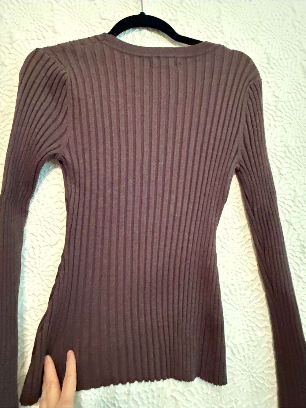 Quince Ribbed Cotton Cashmere Crewneck Sweater, Mocha Heather, Large - Picture 7 of 7